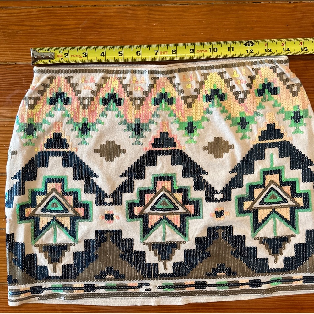 MOVING SALE! Express Sequins Multicolor Aztec Design Mini Skirt [XSmall]